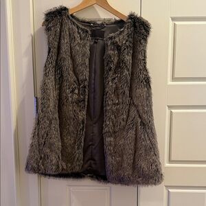 Banana Republic Faux Fur Vest - Black and Gray